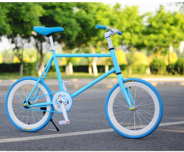 CHREAL Student Adult Fixed Gear Bicycle Mountain Bike Extreme Sport Road Bicycle Men 20 Inch Wheel Double V Brake Front ForkRide