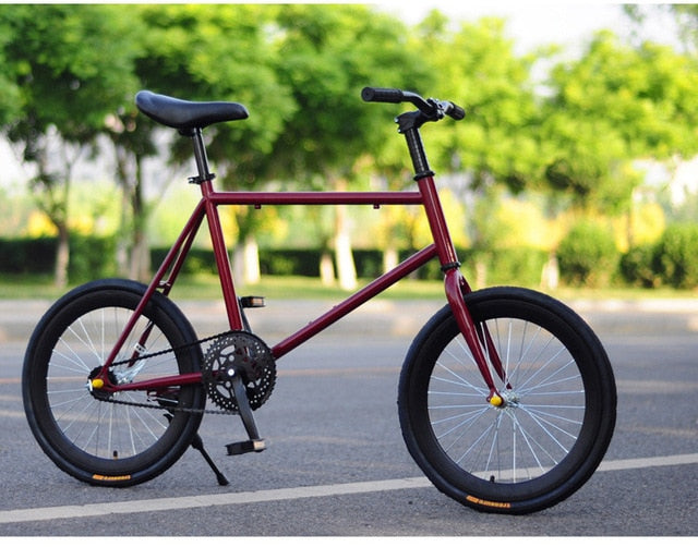 CHREAL Student Adult Fixed Gear Bicycle Mountain Bike Extreme Sport Road Bicycle Men 20 Inch Wheel Double V Brake Front ForkRide
