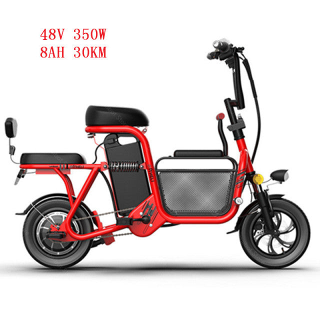 Electric Folding Bicycle 12'' 48V 350W Two wheel Electric Bicycles Sensitive Brake Portable Electric Scooter With Seat For Adult