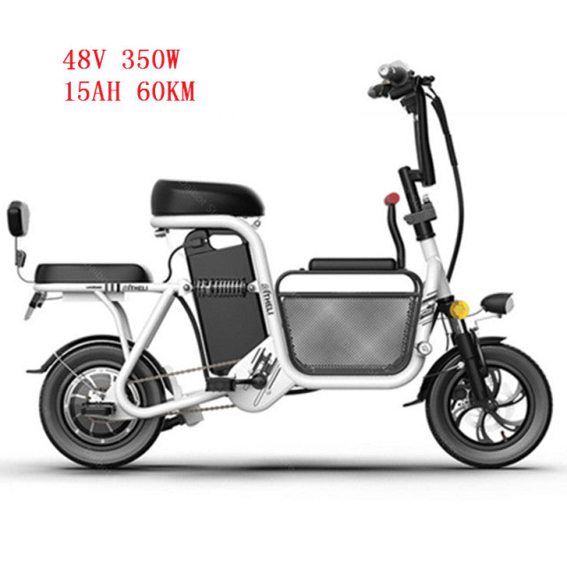 Electric Folding Bicycle 12'' 48V 350W Two wheel Electric Bicycles Sensitive Brake Portable Electric Scooter With Seat For Adult