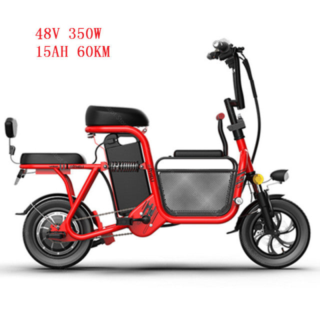 Electric Folding Bicycle 12'' 48V 350W Two wheel Electric Bicycles Sensitive Brake Portable Electric Scooter With Seat For Adult