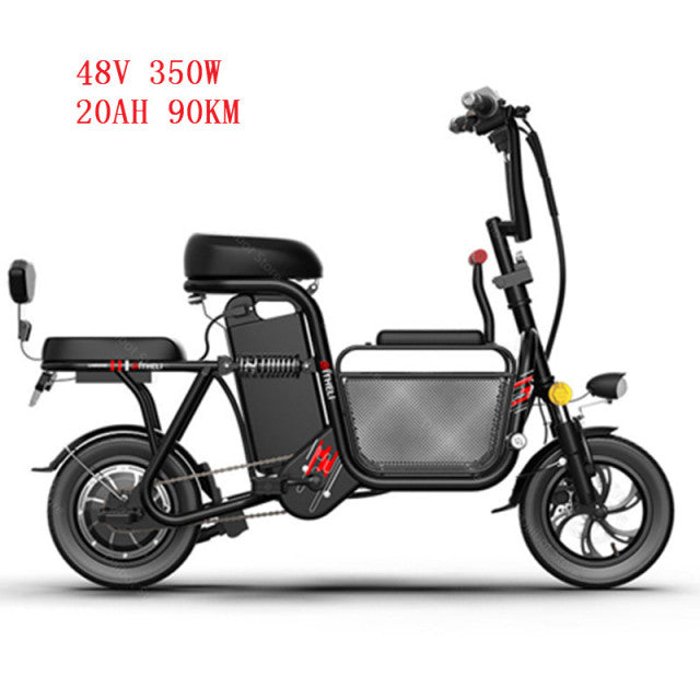 Electric Folding Bicycle 12'' 48V 350W Two wheel Electric Bicycles Sensitive Brake Portable Electric Scooter With Seat For Adult