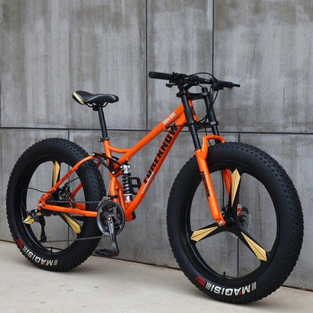 FOREKNOW Adult Mountain Fat Bike 7/21/24/27 Speed Road Bicycle Men 24/26  Inch Wheel Racing Oil Spring Fork Front  Fork Ride