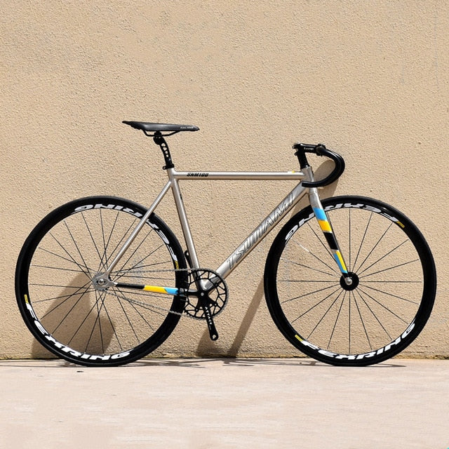 TSUNAMI SNM100 FIXED GEAR BIKE Aluminum alloy Frame single speed bike Track Bicycle Flat spokes wheel with bearing HUB V brakes