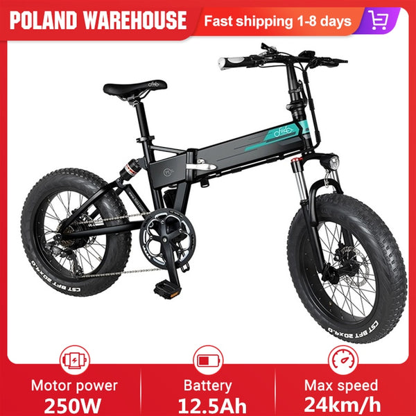 Fiido M1 20 Inches Folding Fat-Tire E-Bike - Powerful and Reliable Electric Moped Bicycle 24km/h Top Speed 80KM Mileage Electric Bicycle E-bike Design for All-Terrain Riding