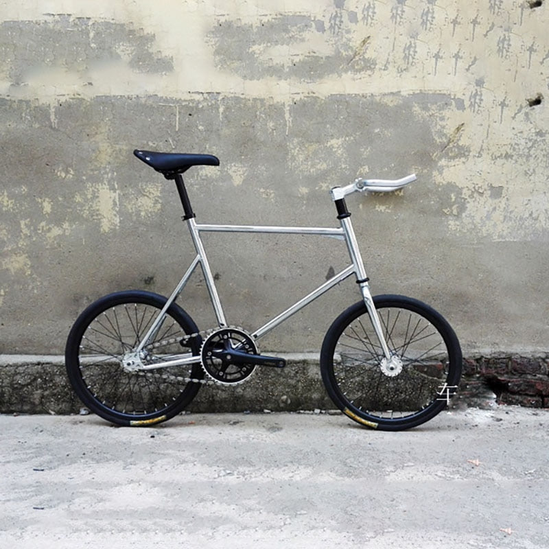 vintage Bike 20 inch bike Single speed  fixie bike retro sliver bicycle frame mini bicycle with light
