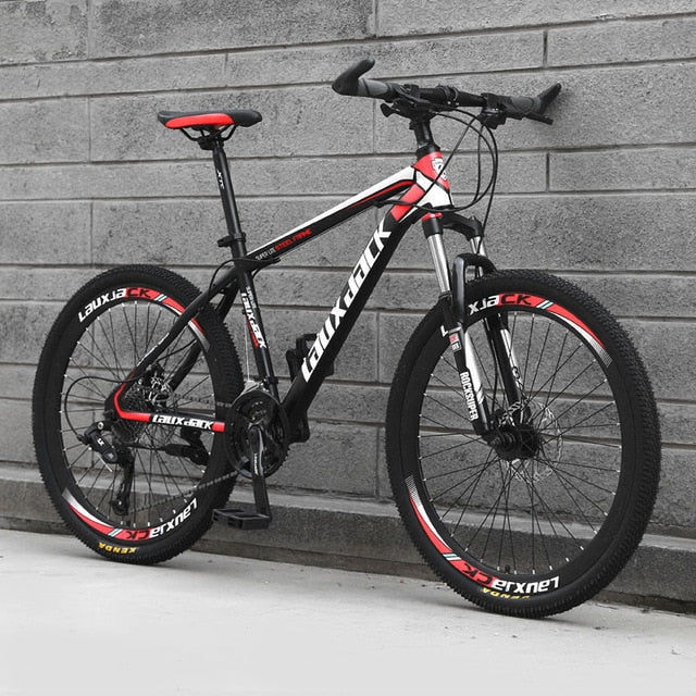 Lauxjack 24/26 Inch Wheel Adult Students Off-road Mountain Bike 21Speed Road Bicycle Men Spring Fork Front Fork Racing Ride
