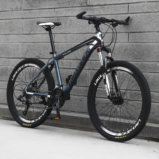 Lauxjack 24/26 Inch Wheel Adult Students Off-road Mountain Bike 21Speed Road Bicycle Men Spring Fork Front Fork Racing Ride