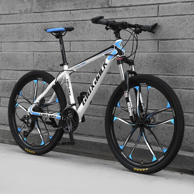 Lauxjack 24/26 Inch Wheel Adult Students Off-road Mountain Bike 21Speed Road Bicycle Men Spring Fork Front Fork Racing Ride
