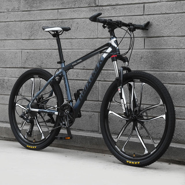 Lauxjack 24/26 Inch Wheel Adult Students Off-road Mountain Bike 21Speed Road Bicycle Men Spring Fork Front Fork Racing Ride