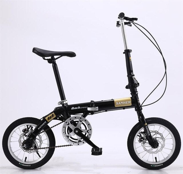 SANHEM Adult Students Children Work Bike Road Folding Bicycle Men 14 Inch Wheel Carbon Racing Front And Rear Mechanical Ride