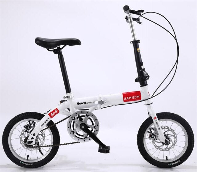 SANHEM Adult Students Children Work Bike Road Folding Bicycle Men 14 Inch Wheel Carbon Racing Front And Rear Mechanical Ride