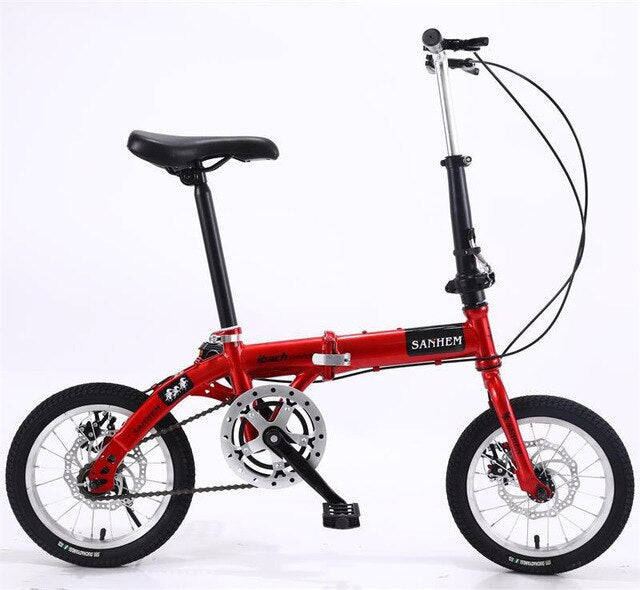 SANHEM Adult Students Children Work Bike Road Folding Bicycle Men 14 Inch Wheel Carbon Racing Front And Rear Mechanical Ride