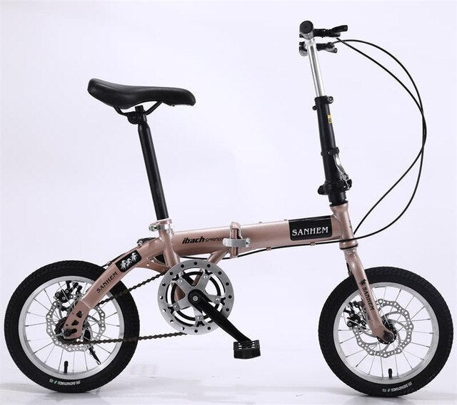 SANHEM Adult Students Children Work Bike Road Folding Bicycle Men 14 Inch Wheel Carbon Racing Front And Rear Mechanical Ride