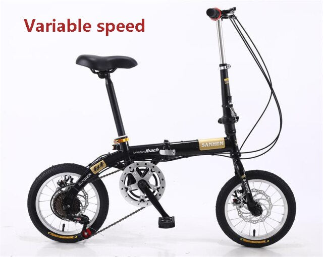 SANHEM Adult Students Children Work Bike Road Folding Bicycle Men 14 Inch Wheel Carbon Racing Front And Rear Mechanical Ride