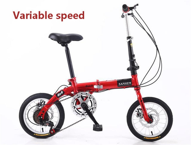 SANHEM Adult Students Children Work Bike Road Folding Bicycle Men 14 Inch Wheel Carbon Racing Front And Rear Mechanical Ride