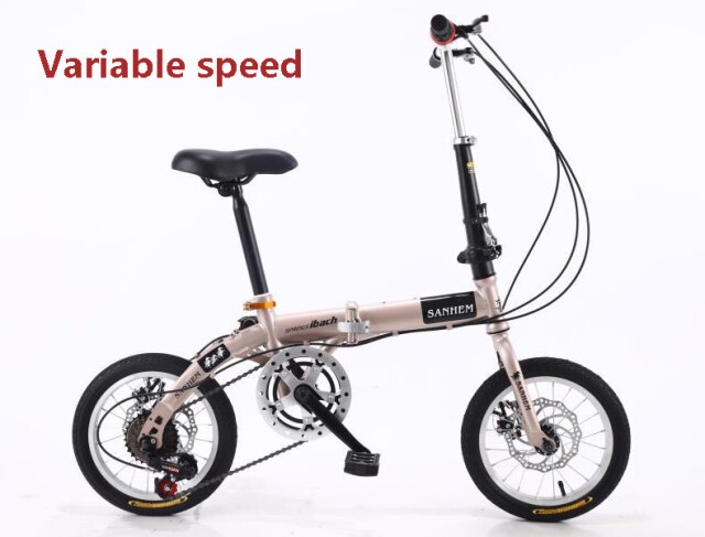 SANHEM Adult Students Children Work Bike Road Folding Bicycle Men 14 Inch Wheel Carbon Racing Front And Rear Mechanical Ride