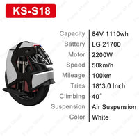 Original KS S18 Shock absorbing unicycle Frosted black white International Version without speed limit