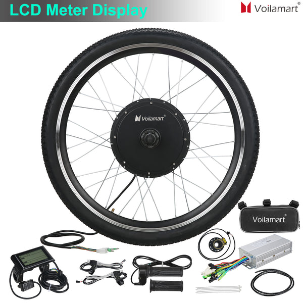 26inch Voilamart 48V 1000W Ebike Hub Motor Conversion Kit Front Wheel Electric Bicycle LCD Meter Brushless Gearless Hub Motor