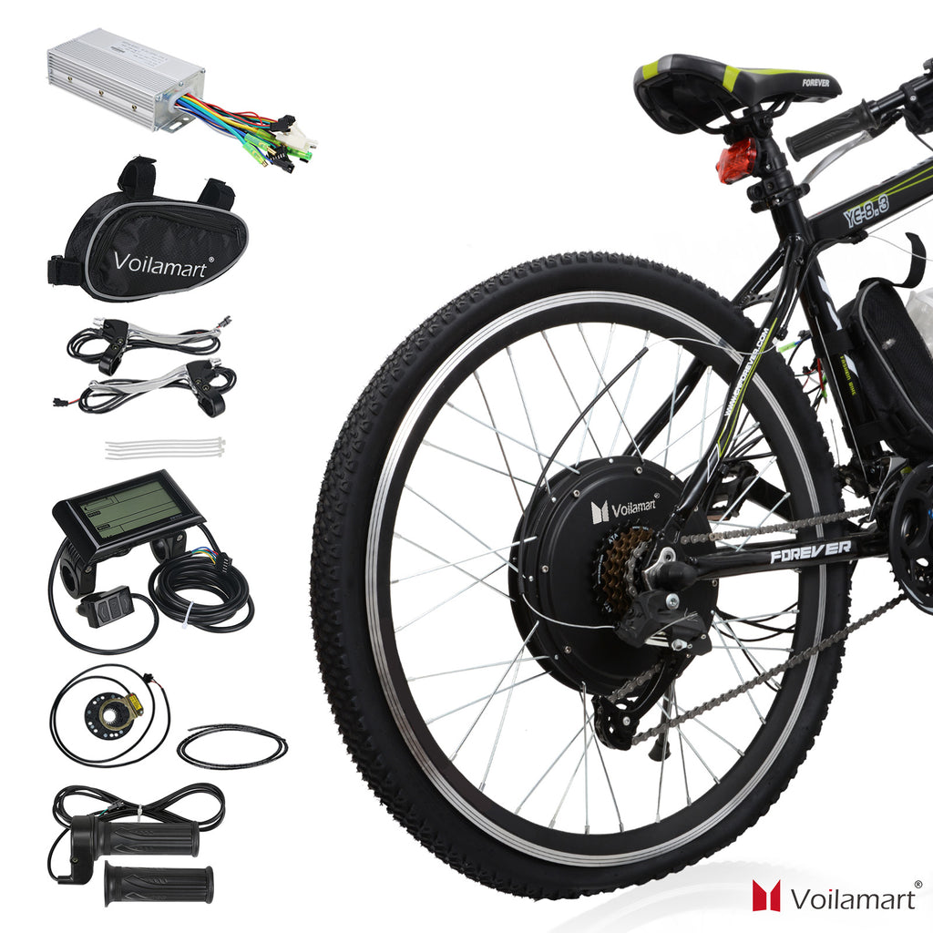 Voilamart 28" 48V 1000W Ebike Rear Wheel Hub Motor Kit Electric Bicycle Conversion Kit LCD Meter Electric Bike Conversion Kit
