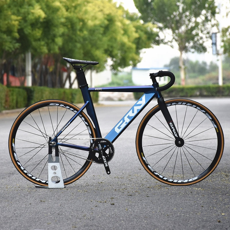 Gray Fixed Gear BIKE 48CM 52CM 55cm Single Speed Bike Aluminium Alloy Frame Carbon Fork 700C Flat Spoke Racing Wheel V brake