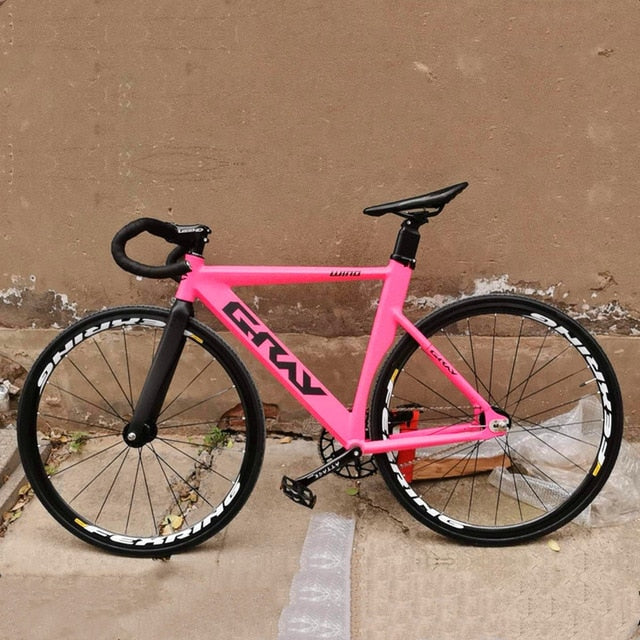 Gray Fixed Gear BIKE 48CM 52CM 55cm Single Speed Bike Aluminium Alloy Frame Carbon Fork 700C Flat Spoke Racing Wheel V brake
