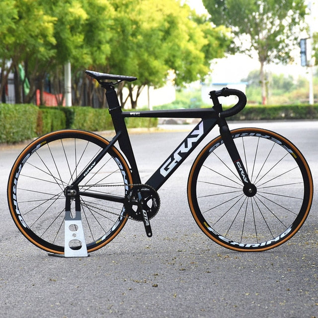 Gray Fixed Gear BIKE 48CM 52CM 55cm Single Speed Bike Aluminium Alloy Frame Carbon Fork 700C Flat Spoke Racing Wheel V brake