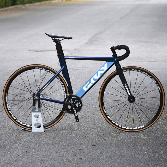 Gray Fixed Gear BIKE 48CM 52CM 55cm Single Speed Bike Aluminium Alloy Frame Carbon Fork 700C Flat Spoke Racing Wheel V brake