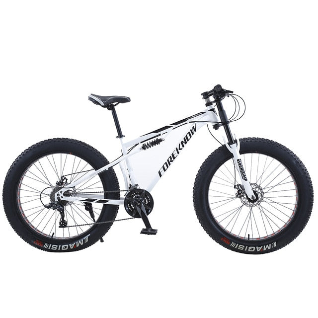 FOREKNOW 26" Adult Mountain Bike 30 Speed Bicycle Fat Tire MTB Aluminum Alloy Double Disc Brake Road Racing Outdoor Cycling