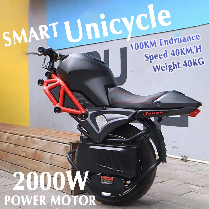 Electric Bicycle Big Single Wheel Unicycle Wheelbarrow Sport Utility Electric Car 60V 100Km 2000W Powerful Electric Motorcycle