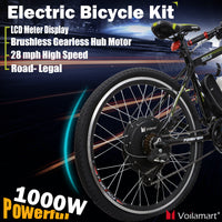 Voilamart 26" 1000W 48V Rear Wheel Electric Bicycle Conversion Kit with LCD Meter E Bike Motor Conversion Kit Free Shipping