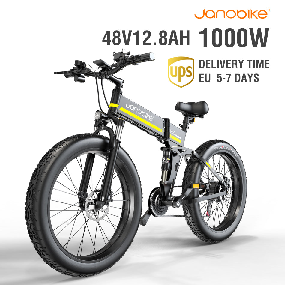 Janobike H26 1000W 48V Electric Bicycle 26 Inch 4.0 Fat Tire with 12.8 ...