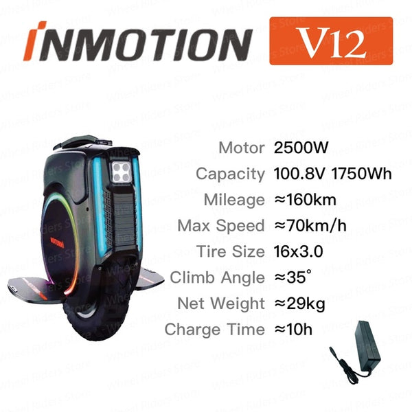 Original INMOTION V12 Electric Unicycle 2500W 100V 1750Wh 70km/h 2021 New One Wheel Balance Smart Monowheel