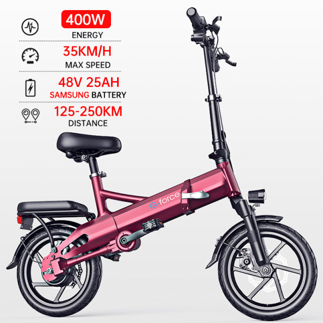 G-force Electric Bike 250KM Long Distance 48V 400W Samsung Battery Folding Ebike for Adults 35KM/H Waterproof Electric Bicycle