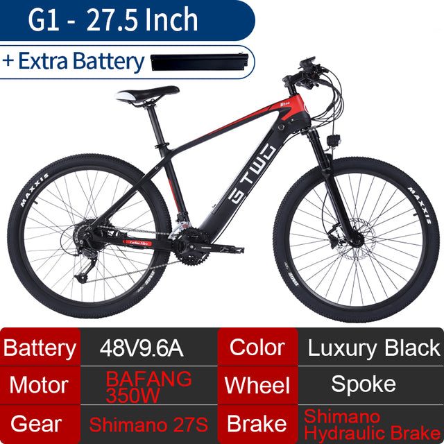 2021 New Carbon Fiber Electric Mountain Bike 350W 500W Brushless Motor Shimano 27S Shimano Hydraulic Brake Color LCD Display
