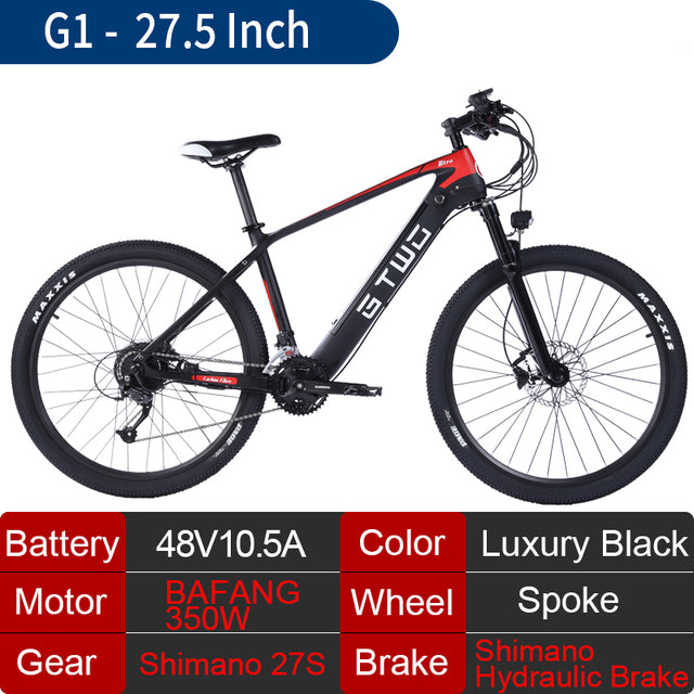 2021 New Carbon Fiber Electric Mountain Bike 350W 500W Brushless Motor Shimano 27S Shimano Hydraulic Brake Color LCD Display