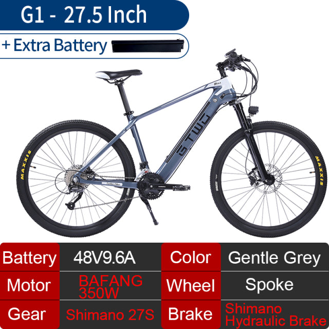 2021 New Carbon Fiber Electric Mountain Bike 350W 500W Brushless Motor Shimano 27S Shimano Hydraulic Brake Color LCD Display