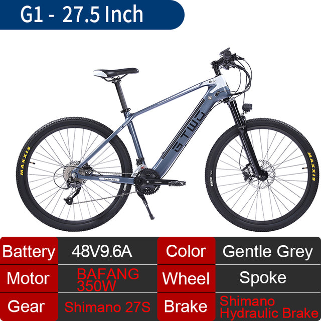 2021 New Carbon Fiber Electric Mountain Bike 350W 500W Brushless Motor Shimano 27S Shimano Hydraulic Brake Color LCD Display