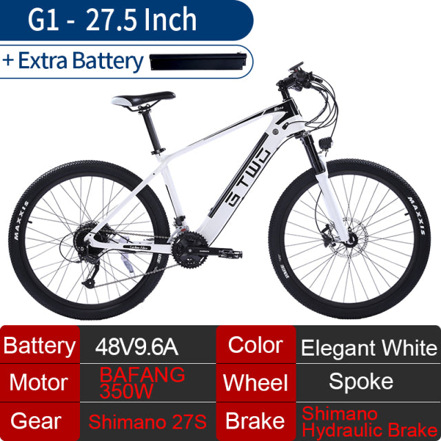 2021 New Carbon Fiber Electric Mountain Bike 350W 500W Brushless Motor Shimano 27S Shimano Hydraulic Brake Color LCD Display
