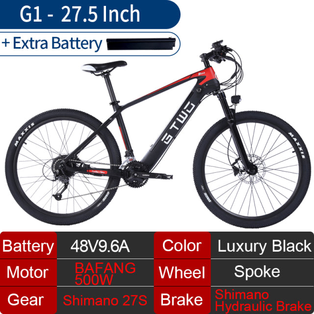 2021 New Carbon Fiber Electric Mountain Bike 350W 500W Brushless Motor Shimano 27S Shimano Hydraulic Brake Color LCD Display
