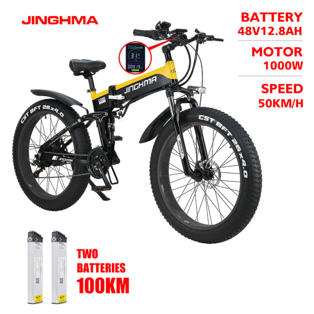 JINGHMA R5 Electric bicycle 48V1000W fat bike 26 inch 2022 New Men's bike 4.0 Fett Reifen ebike Mountain electric MTB