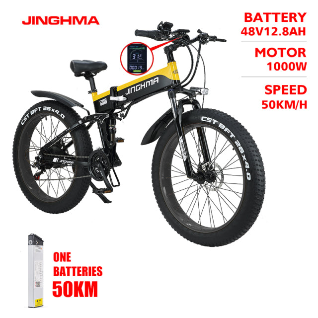 JINGHMA R5 Electric bicycle 48V1000W fat bike 26 inch 2022 New Men's bike 4.0 Fett Reifen ebike Mountain electric MTB
