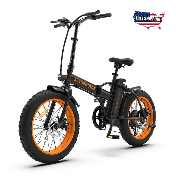 AOSTIRMOTOR A20 Folding Ebike 500W Mountain Electric Bike 20in Tire 36V 13Ah Battery Beach Electric Bicycle Fat Bike For Adult