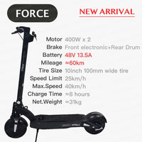 Mercane Force Electric Scooter Dual Motor 800W New Version 48V 13.5Ah 10inch 40km/h Foldable Skateboard