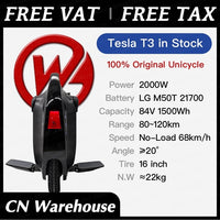 VAT Exemption Begode Gotway Tesla T3 Unicycle V3 New Anti-Spin Bluetooth Speaker 84V1500Wh 2000W LG One-Wheel Electric Monowheel