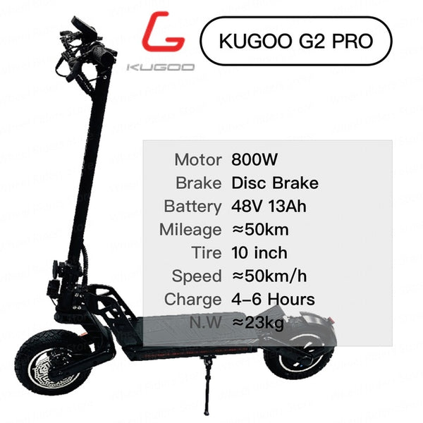 KUGOO G2 PRO Electric Scooter 800W 10&quot; Tires Dual Disc Brake Front and Rear Absorption System Skateboard Adult