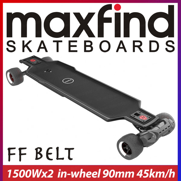MAXFIND FF Belt Electric Skateboard 1500Wx2 Longboard 40km 28mph Samsung Battery IP65 4.1inch 14kg Toy