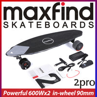 MAXFIND Max2Pro Dual Hub Motor Lithium Battery Electric Skateboard Longboard 24mph 38km/h 600W*2 31inch 80cm Penny Board