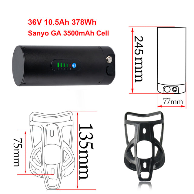 Bottle eBike Battery 36V 7Ah 36V 10.5Ah 48V 7Ah Sanyo/Samsung 18650 Cell for Bafang TSDZ2 500W 350W 250W Electric Bicycle Motor