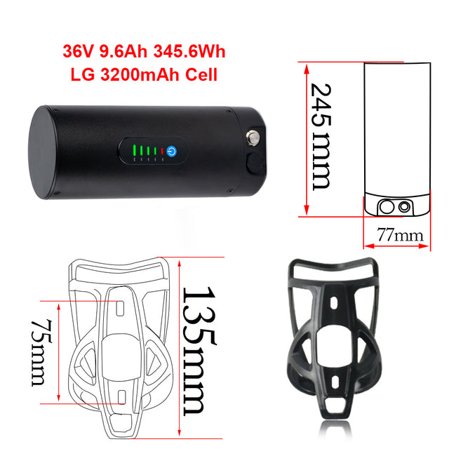 Bottle eBike Battery 36V 7Ah 36V 10.5Ah 48V 7Ah Sanyo/Samsung 18650 Cell for Bafang TSDZ2 500W 350W 250W Electric Bicycle Motor